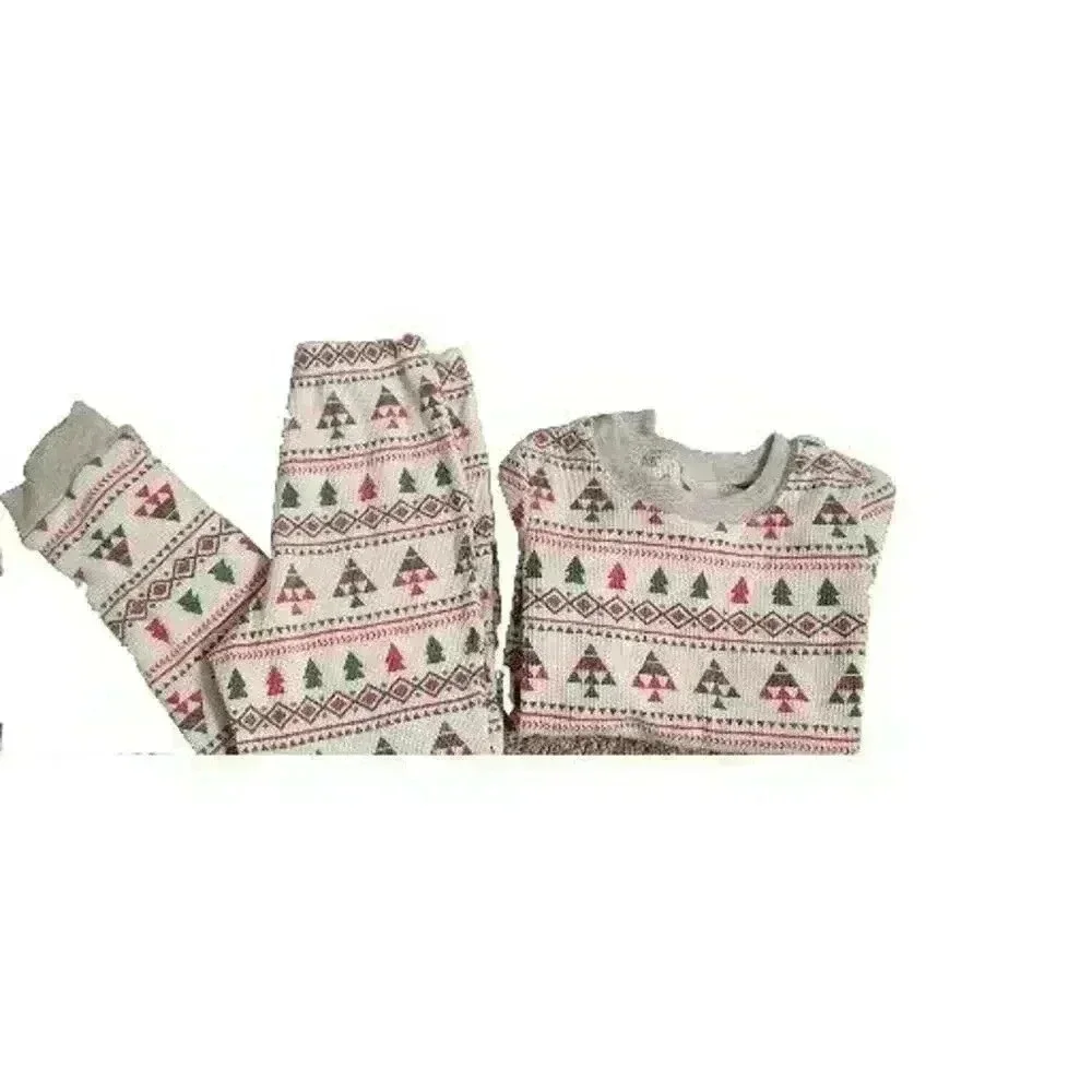 Kids Size 6 Christmas Tree Pijamas Sleepwear Nordstrom Red Green White Gray